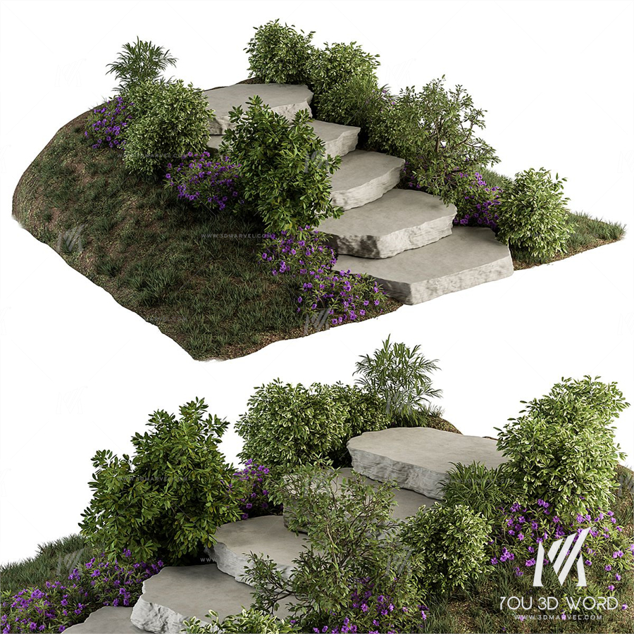 Landscape Furniture Rock stairs with Garden